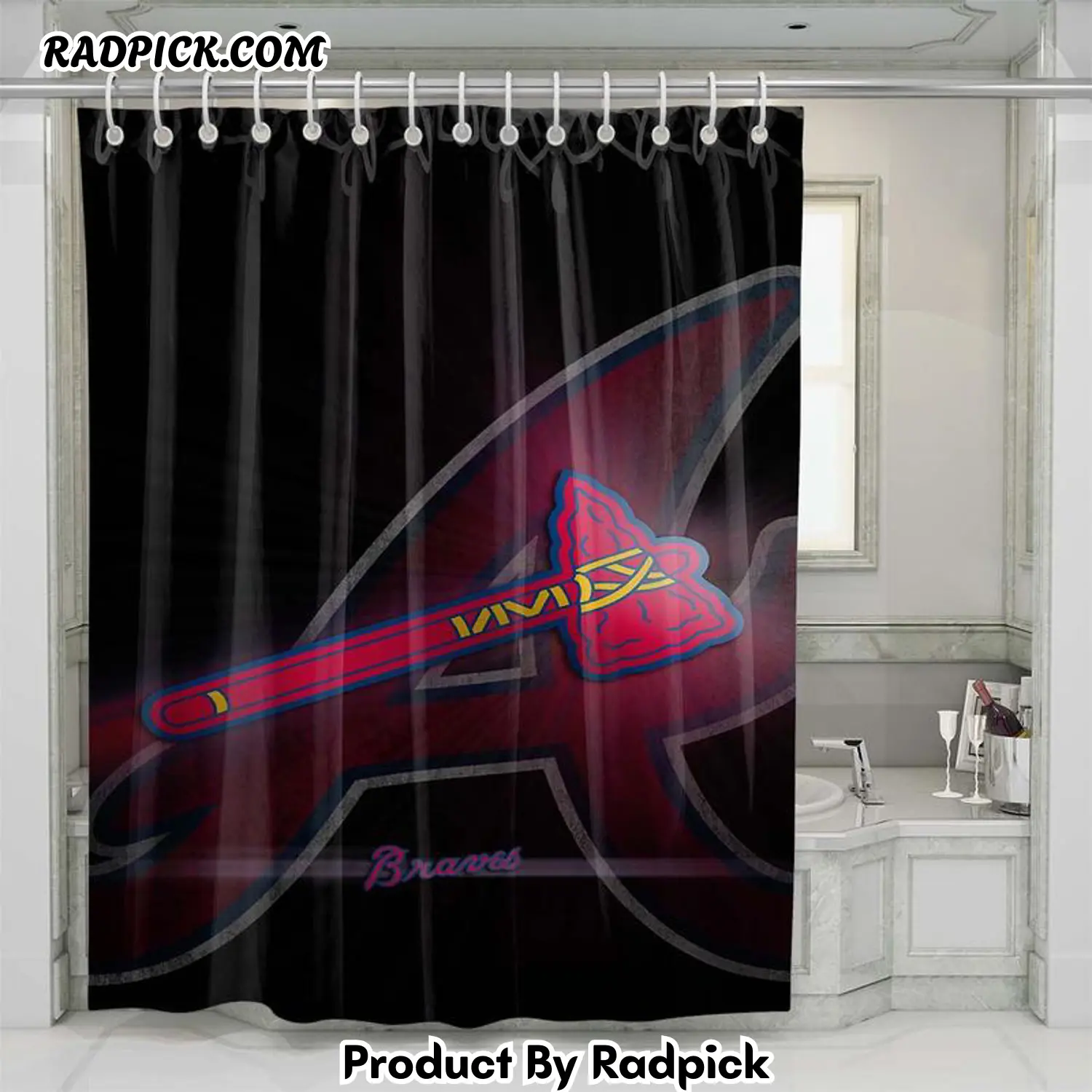 Tomahawk and the braves shower curtain set bathroom set for bathroom decor best gift for friends rp38767